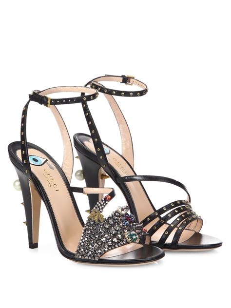 gucci heels with crystals|gucci crystal leather sandals.